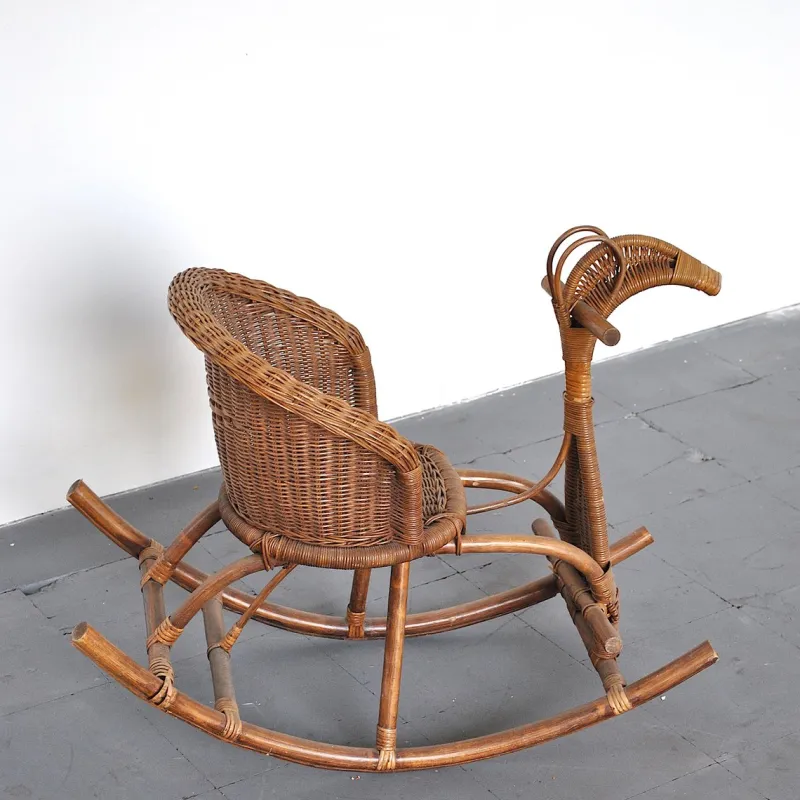 Clearance Pamono Children's Rattan Rocking Chair / Horse, 1950s