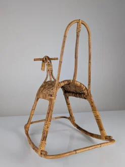 Sale Pamono Childrens Rocking Horse in Bamboo and Rattan, 1960s