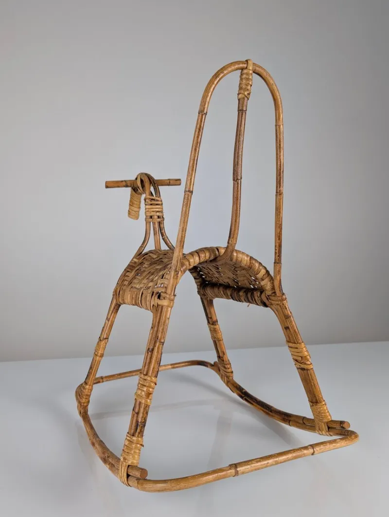 Sale Pamono Childrens Rocking Horse in Bamboo and Rattan, 1960s