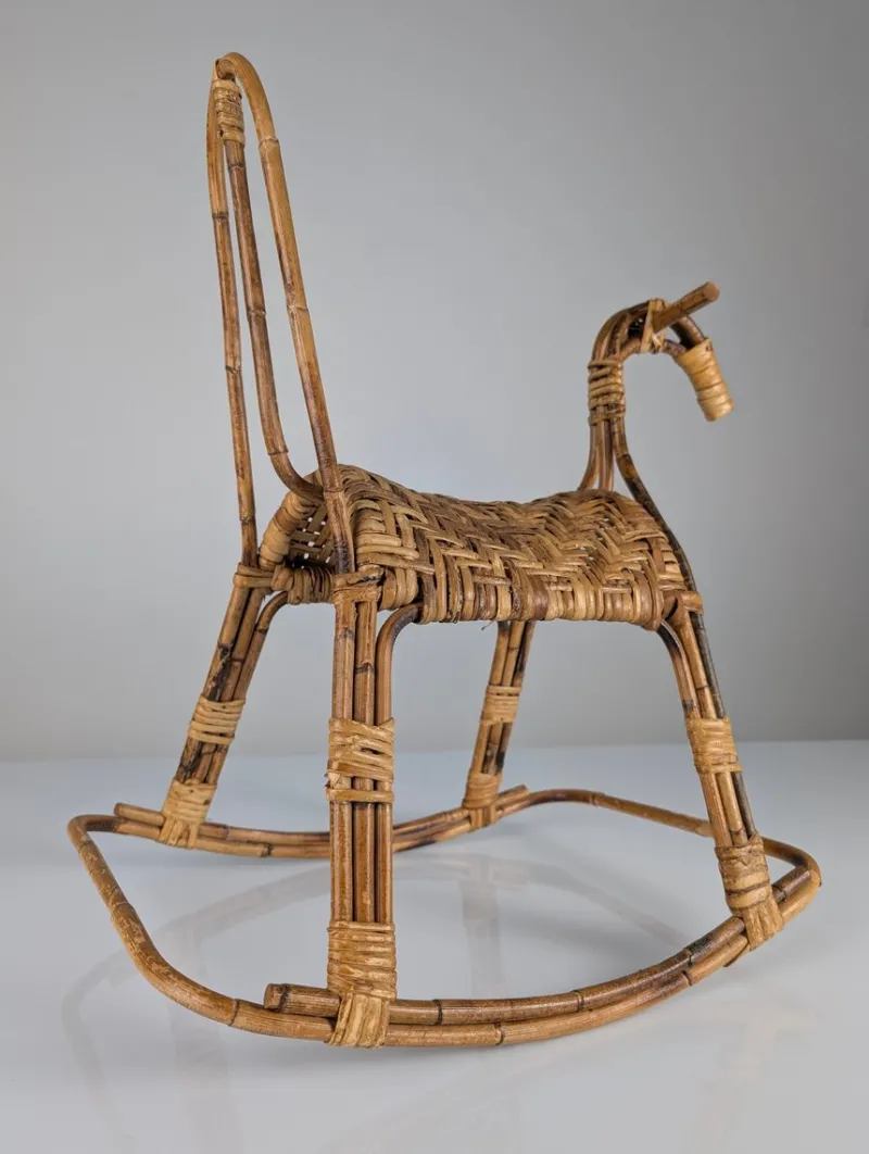 Sale Pamono Childrens Rocking Horse in Bamboo and Rattan, 1960s