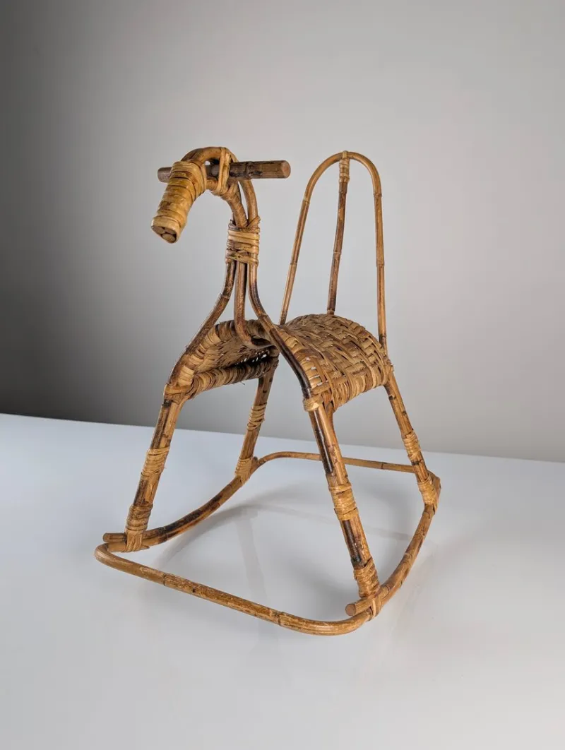 Sale Pamono Childrens Rocking Horse in Bamboo and Rattan, 1960s
