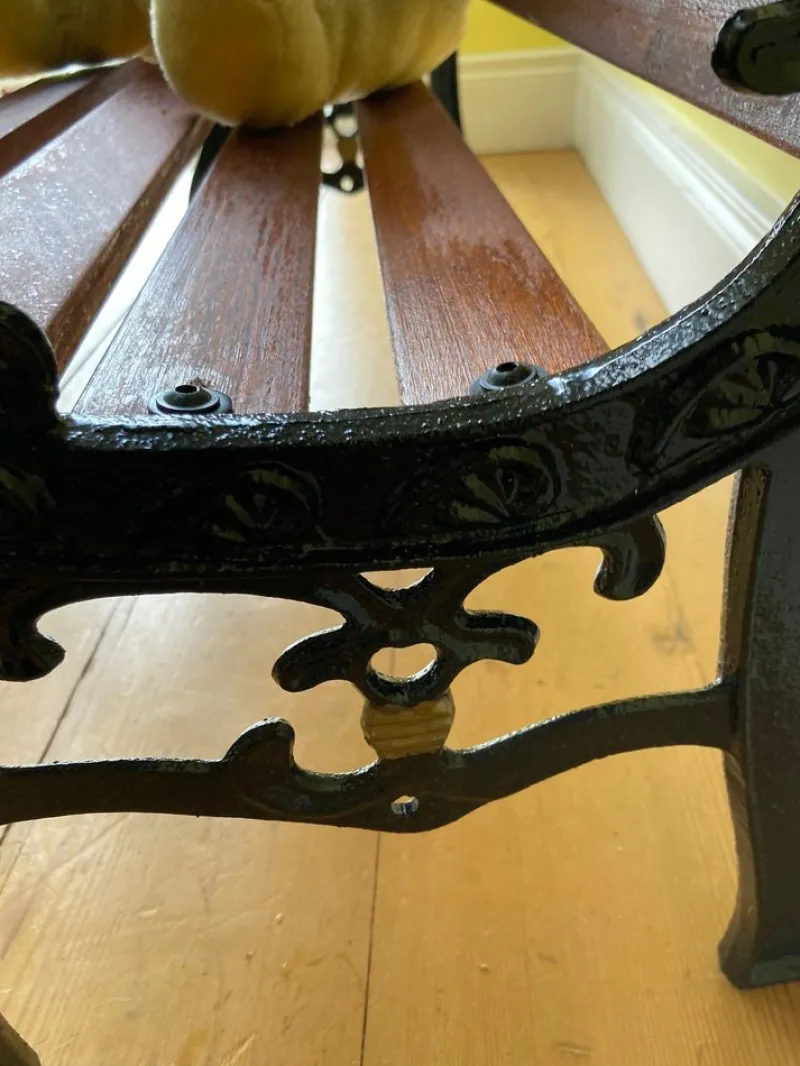 Outlet Pamono Childrens Safari Animals Themed Hand Painted Cast Iron & Mahogany Garden Bench