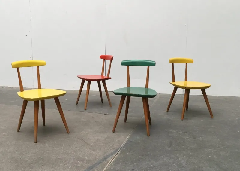 Pamono Children's Table & Chairs Set by Karla Drabsch for Kleid & Raum, 1950s, Set of 5
