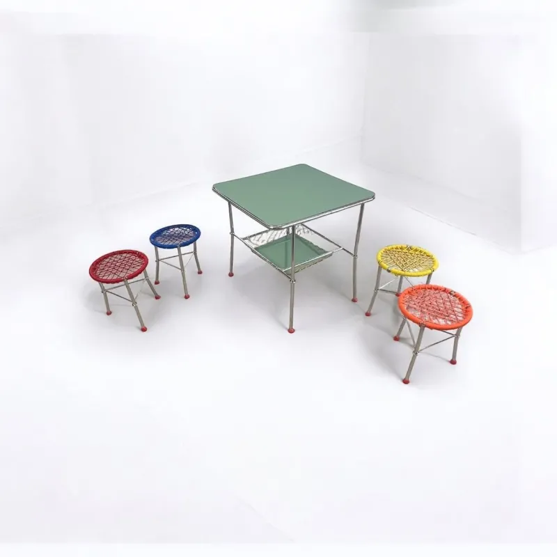 Clearance Pamono Children's Table with Colourful Folding Chairs, 1960s, Set of 5