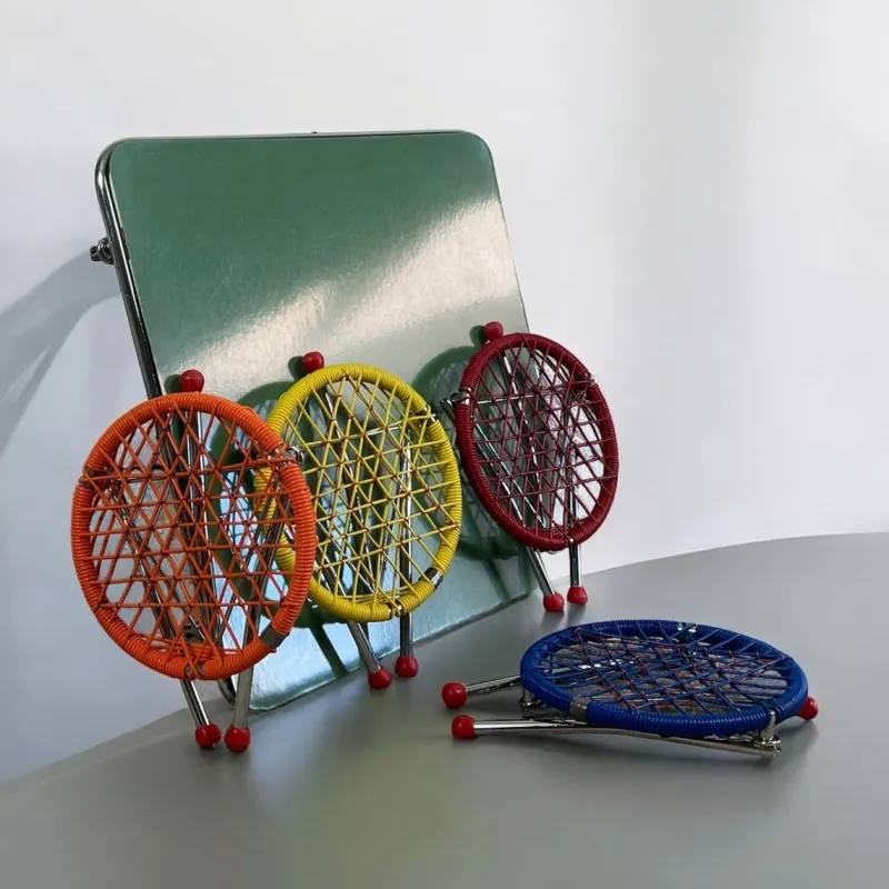 Clearance Pamono Children's Table with Colourful Folding Chairs, 1960s, Set of 5