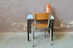 Pamono Child's Desk and Chair in Blue, Set of 2