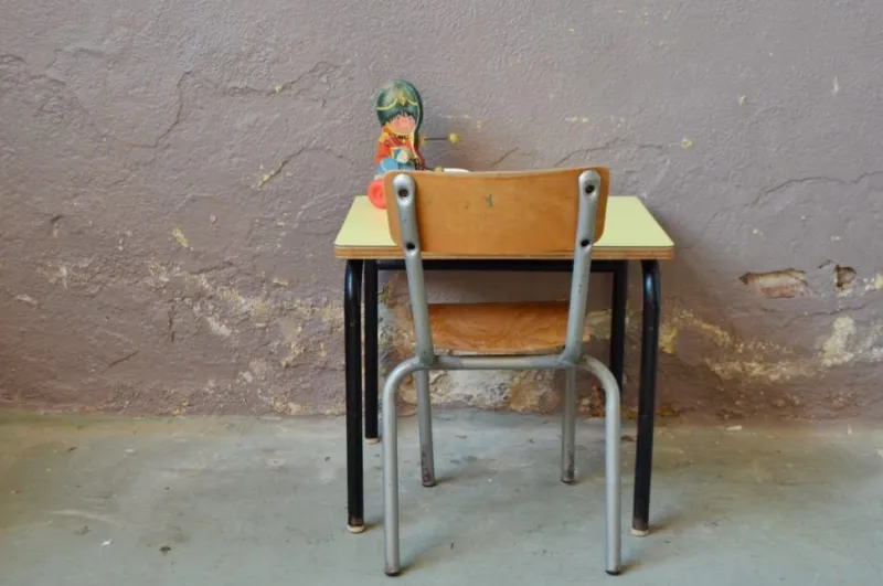 Pamono Child's Desk and Chair in Blue, Set of 2