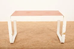 Pamono Child's Desk with White Molded Wood Legs and Wood & Red Linoleum Top, 1950s or 1960s> Children's Tables