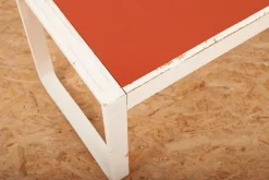Pamono Child's Desk with White Molded Wood Legs and Wood & Red Linoleum Top, 1950s or 1960s><noscript><img width=