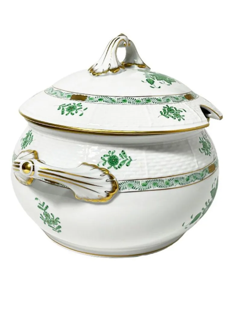 Pamono Chinese Bouquet Apponyi Green Porcelain Soup Tureen with Handles from Herend> Dinnerware Accessories