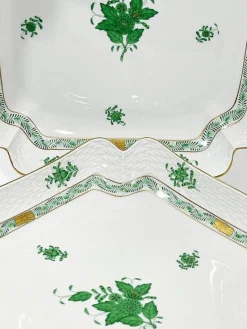 Pamono Chinese Bouquet Apponyi Green Porcelain Salad Dishes from Herend Hungary, Set of 2><noscript><img width=