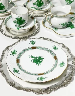 Pamono Chinese Bouquet Apponyi Green Porcelain Coffee Set with Silver from Herend Hungary, Set of 28><noscript><img width=