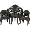 Pamono Chinese Carved Wood Living Room Set, 1930s, Set of 4> Living Room Sets