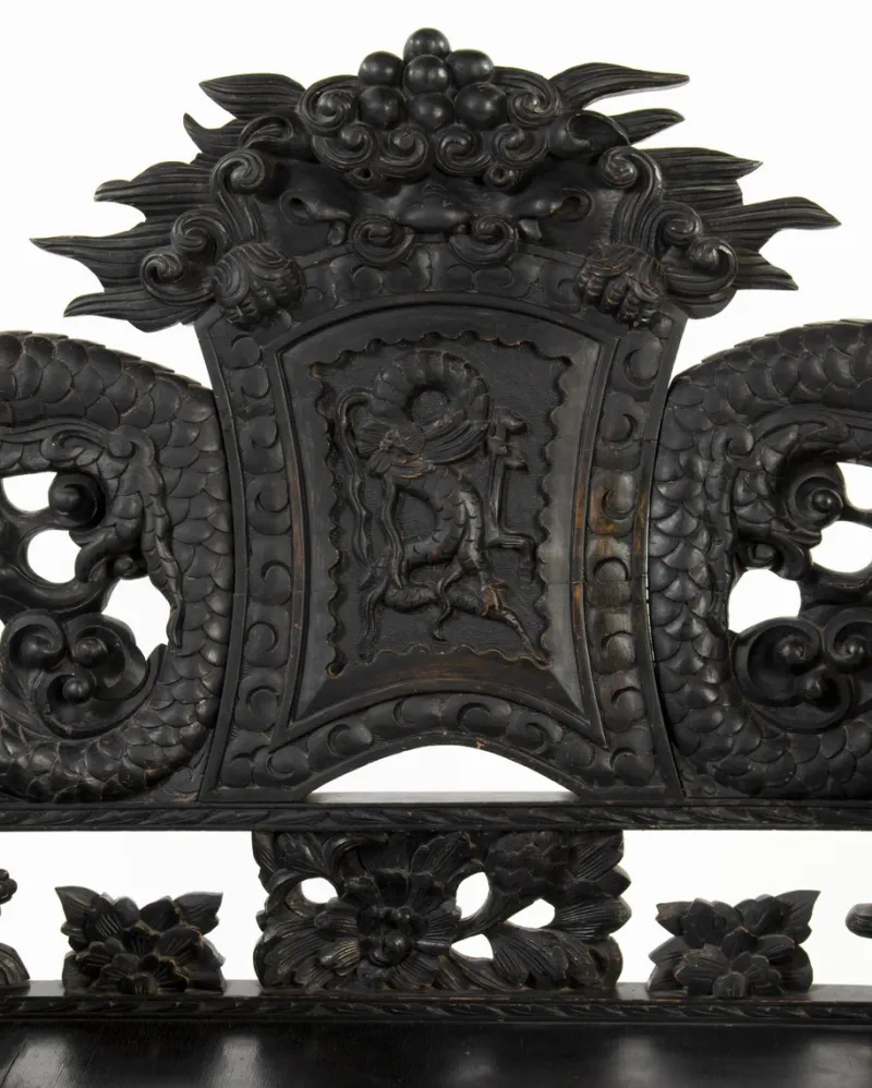 Pamono Chinese Carved Wood Living Room Set, 1930s, Set of 4> Living Room Sets