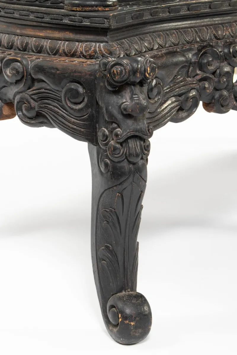 Pamono Chinese Carved Wood Living Room Set, 1930s, Set of 4> Living Room Sets