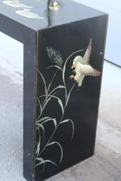 Pamono Chinese Lacquer Console Table with Duck and Plant Decorations, 1970><noscript><img width=