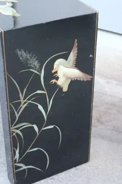Pamono Chinese Lacquer Console Table with Duck and Plant Decorations, 1970><noscript><img width=