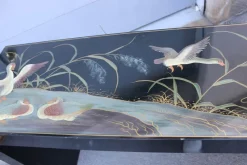 Pamono Chinese Lacquer Console Table with Duck and Plant Decorations, 1970><noscript><img width=
