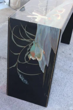 Pamono Chinese Lacquer Console Table with Duck and Plant Decorations, 1970><noscript><img width=