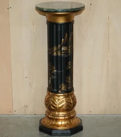 Online Pamono Chinese Neoclassical Style Chinoiserie Lacquered Torcheres Columns, 1920s, Set of 2