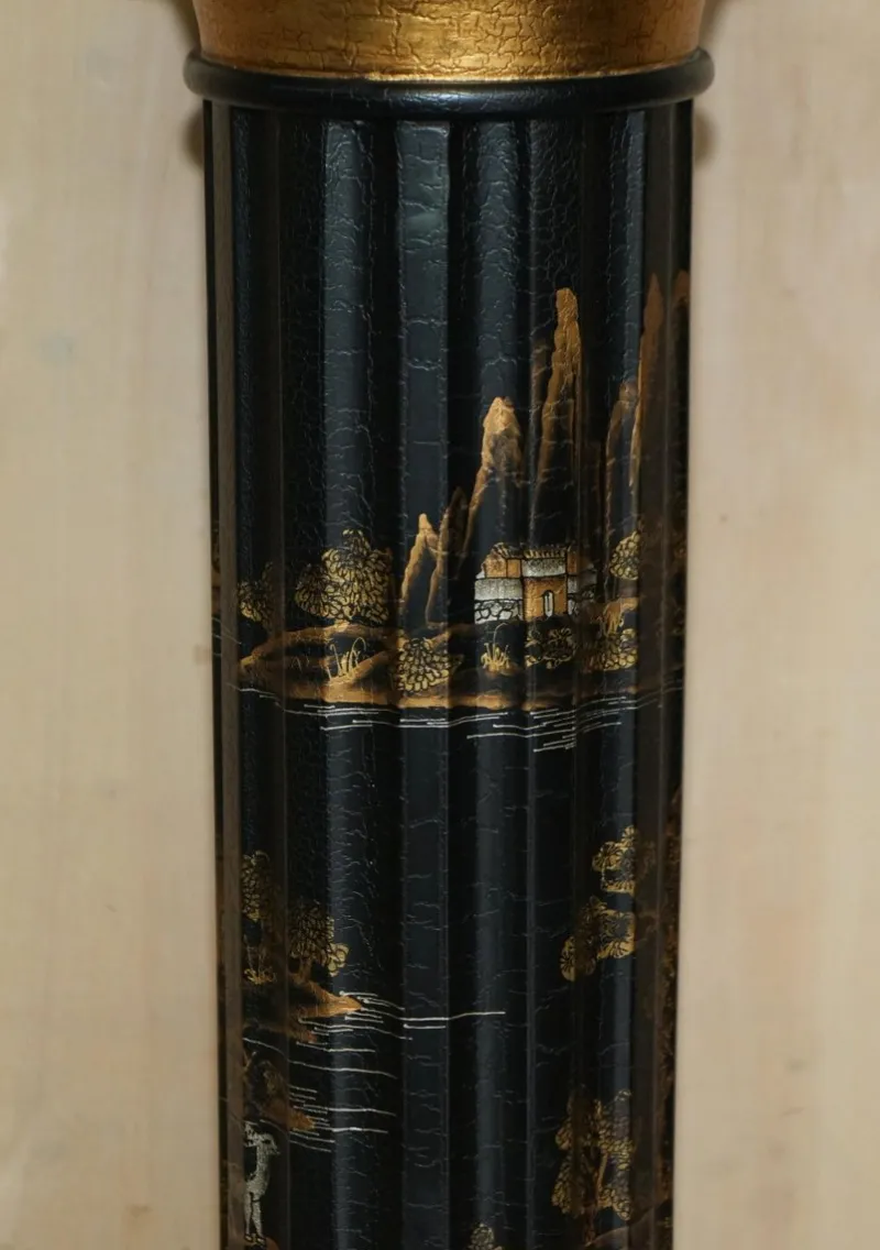 Online Pamono Chinese Neoclassical Style Chinoiserie Lacquered Torcheres Columns, 1920s, Set of 2