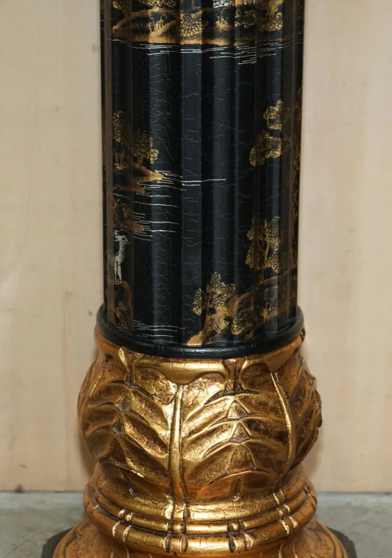 Online Pamono Chinese Neoclassical Style Chinoiserie Lacquered Torcheres Columns, 1920s, Set of 2
