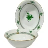 Clearance Pamono Chinese Porcelain Apponyi Green Bouquet Bowl and Oval Dish from Herend Hungary, Set of 2