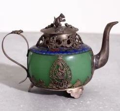 Clearance Pamono Chinese Republic Teapot in Jade and Tin