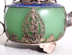 Clearance Pamono Chinese Republic Teapot in Jade and Tin