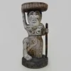 Hot Pamono Chinese Sculptural Plant Pedestal in Polychrome Carved Wood, Early 20th Century
