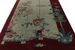 Online Pamono Chinese Style Rug in Red with Green and Blue Pictorial from R&K Principal Jahanshah Nazmiyal