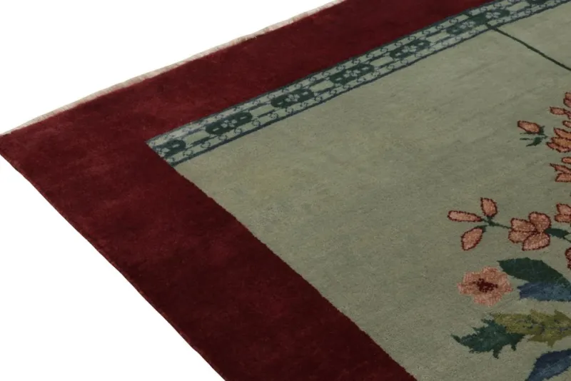 Online Pamono Chinese Style Rug in Red with Green and Blue Pictorial from R&K Principal Jahanshah Nazmiyal