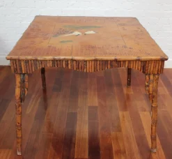Best Pamono Chinoiserie Bamboo Rattan Card Table, 1890s