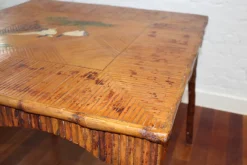Best Pamono Chinoiserie Bamboo Rattan Card Table, 1890s