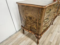 Pamono Chippendale Carved and Worked Chest of 6 Drawers with Central Mirrored Door, 1950s><noscript><img width=