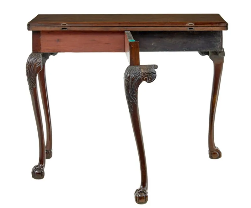 Pamono Chippendale Revival Carved Game Table, 1880s> Game Tables