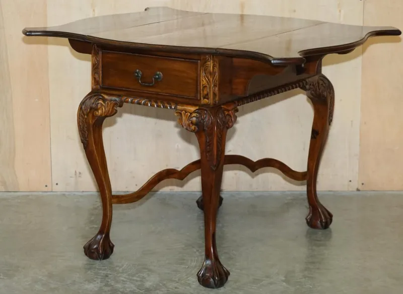 Pamono Chippendale Style Claw & Ball Feet Extending Chess Board Table, 1920s> Game Tables