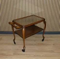Clearance Pamono Chippendale Style Serving Bar Cart in Wicker and Glass, 1960s