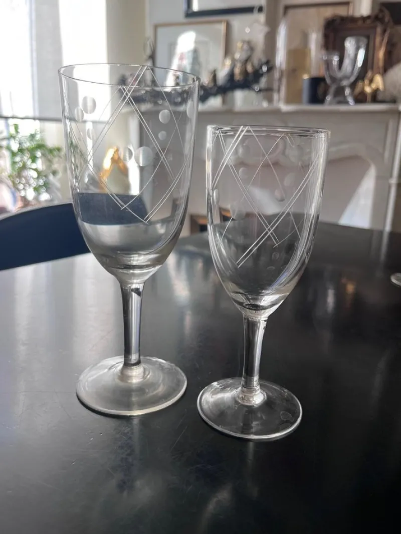 Pamono Chiseled Glasses, 1950s, Set of 20> Glassware