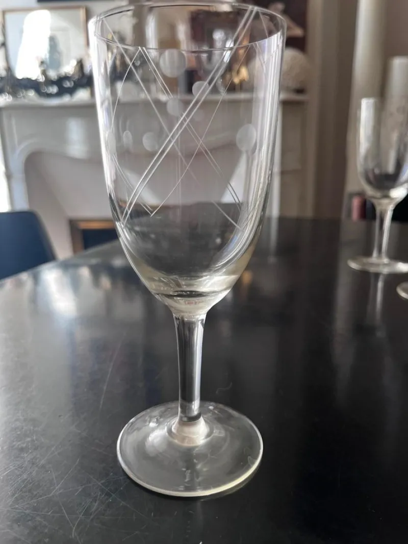 Pamono Chiseled Glasses, 1950s, Set of 20> Glassware