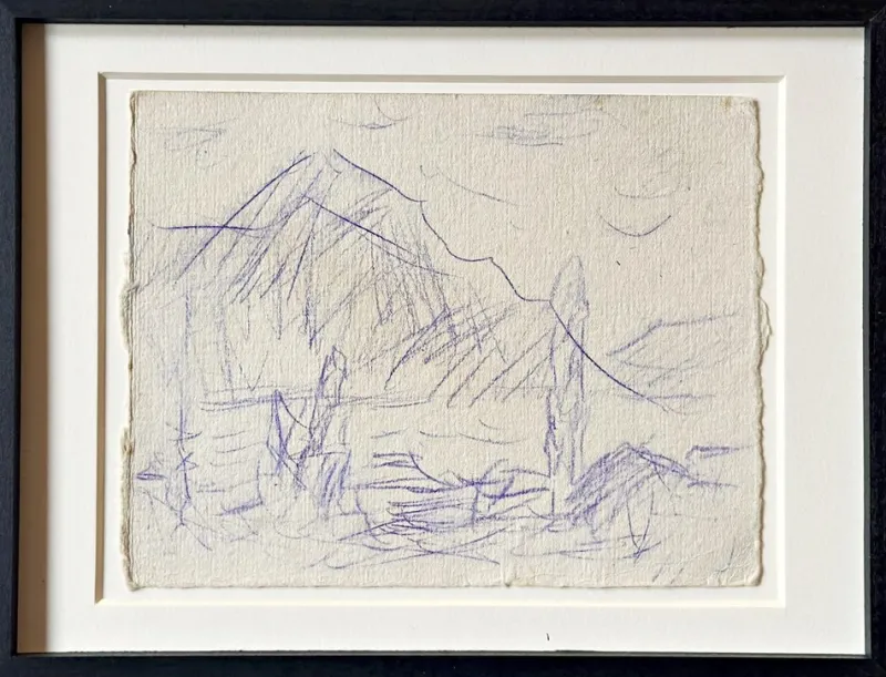 New Pamono Christian Rohlfs, Berg, Colored Pencil, Certificate of Authenticity, Provenance: Paul Vogt, Essen