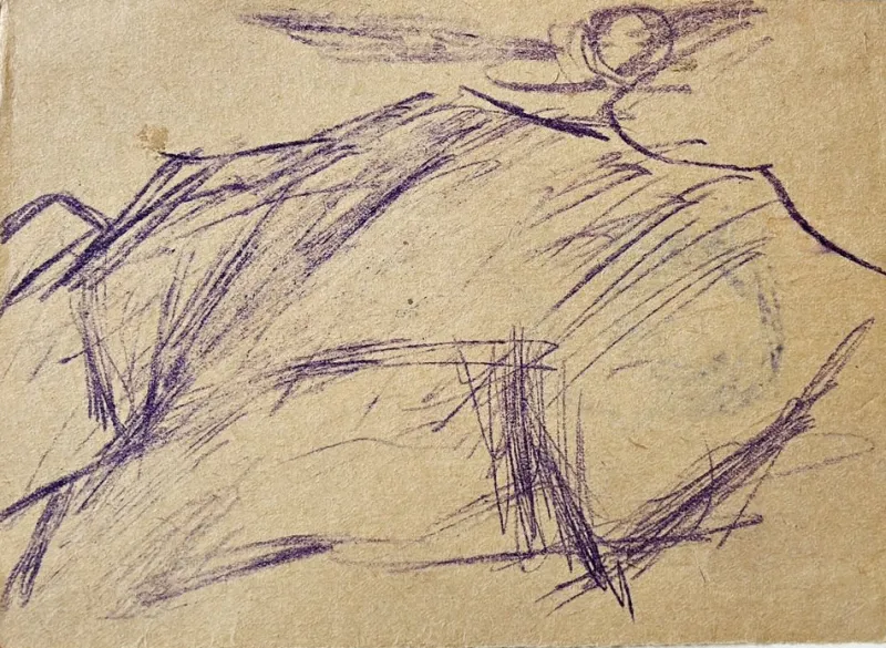 Pamono Christian Rohlfs, Berg mit Mond, Drawing, Certificate of Authenticity, Provenance: Paul Vogt, Essen> Work On Paper