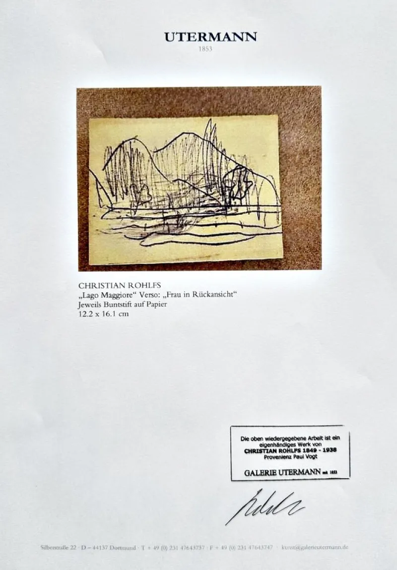 Discount Pamono Christian Rohlfs, Lago Maggiore, Drawing, Certificate of Authenticity