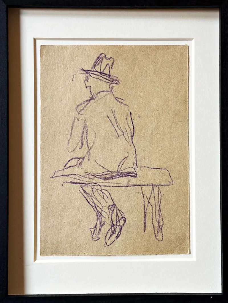 Pamono Christian Rohlfs, Man with Hat, Drawing, Certificate of Authenticity, Provenance: Paul Vogt, Essen> Work On Paper