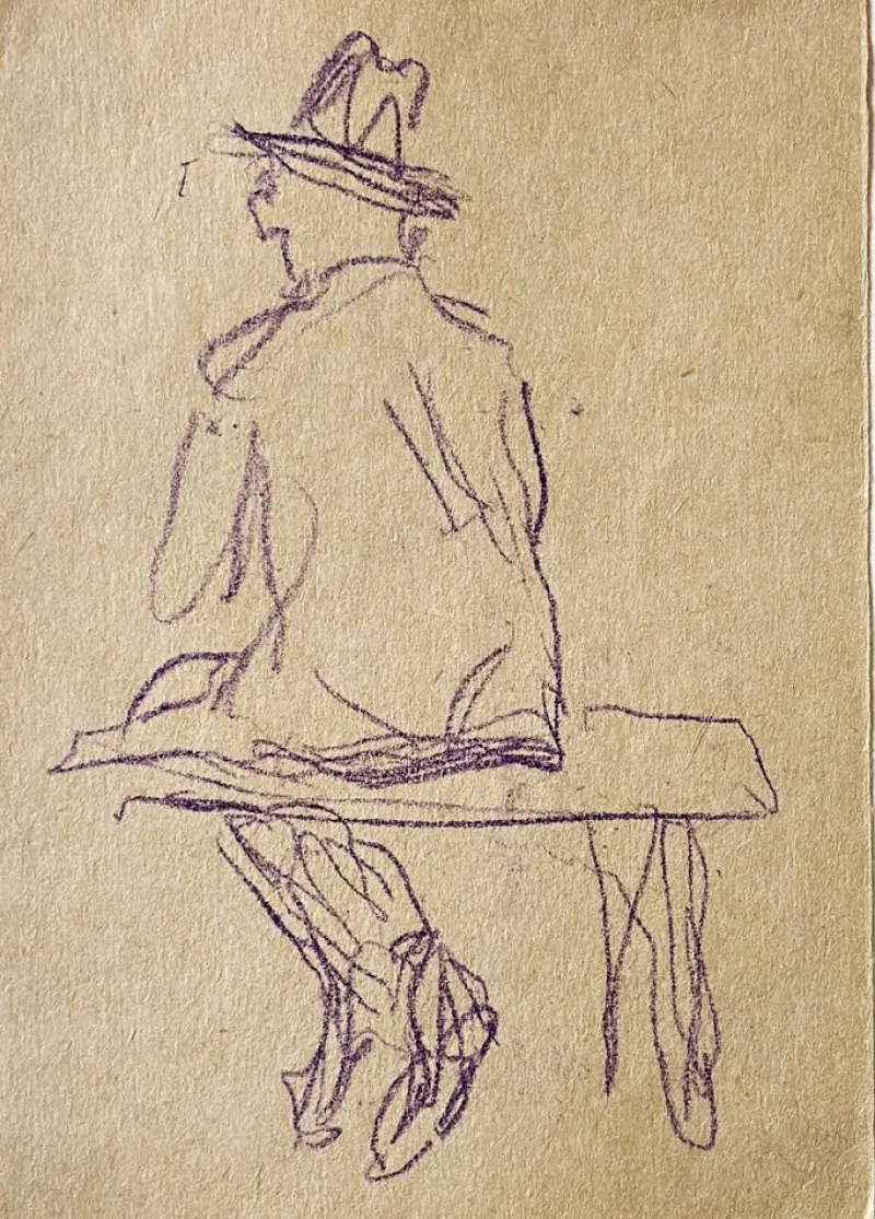 Pamono Christian Rohlfs, Man with Hat, Drawing, Certificate of Authenticity, Provenance: Paul Vogt, Essen> Work On Paper