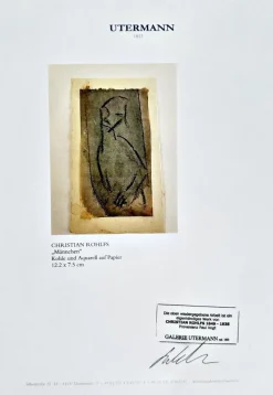 Pamono Christian Rohlfs, Männchen, Charcoal & Watercolor, Certificate of Authenticity, Provenance: Paul Vogt, Essen><noscript><img width=