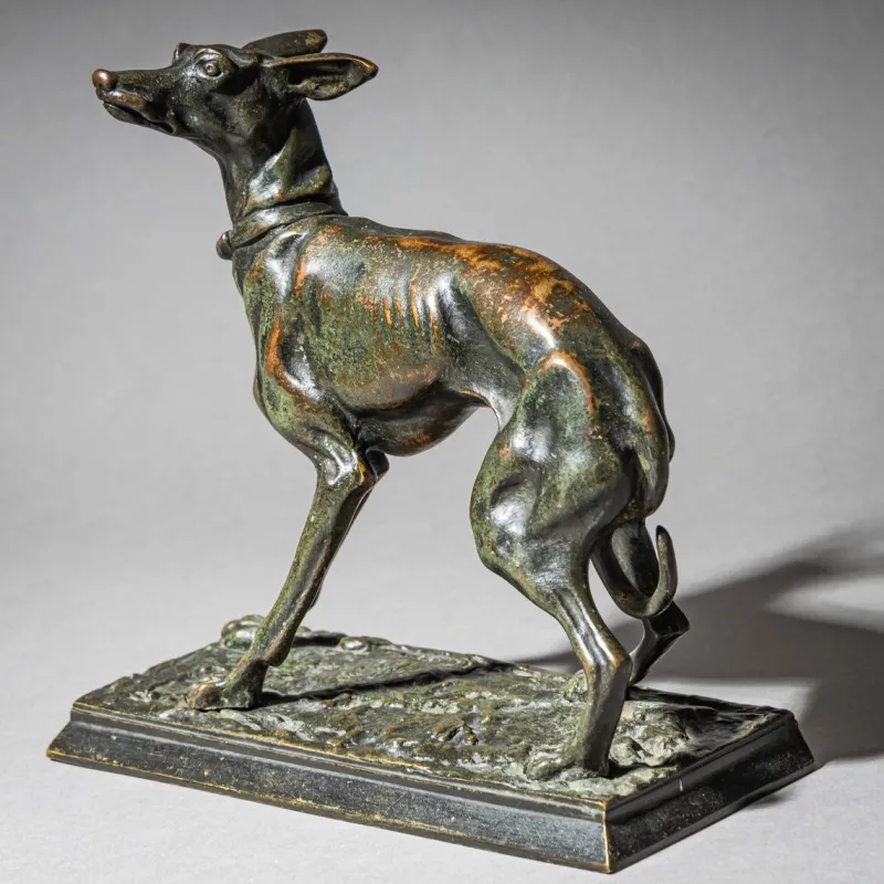 Pamono Christophe Fratin, Greyhound, 1800s, Bronze> Sculpture