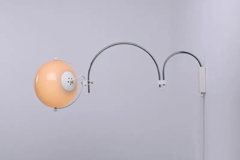 Pamono Chrome Arc Adjustable Wall Lamp from Guzzini, 1970s> Wall Lights & Sconces