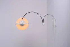 Pamono Chrome Arc Adjustable Wall Lamp from Guzzini, 1970s><noscript><img width=