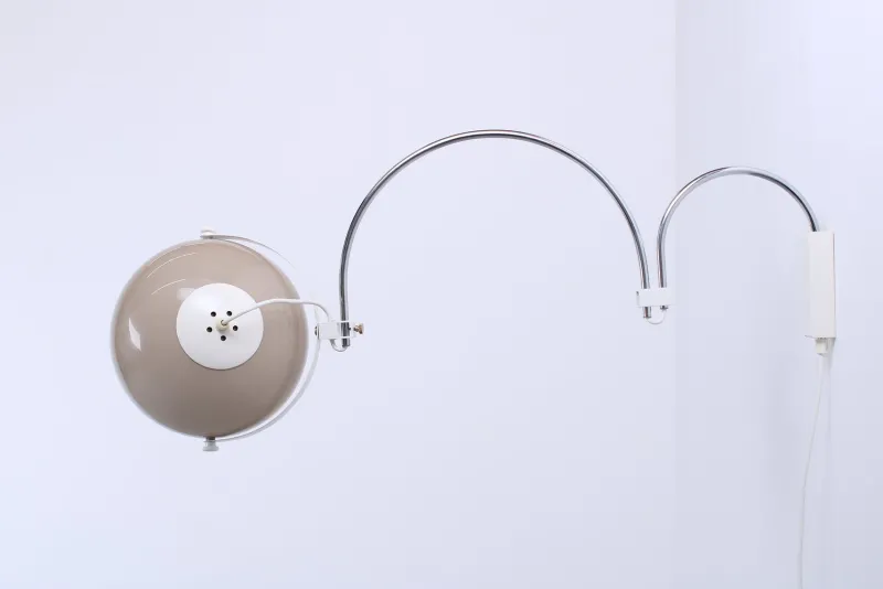 Pamono Chrome Arc Adjustable Wall Lamp from Guzzini, 1970s> Wall Lights & Sconces